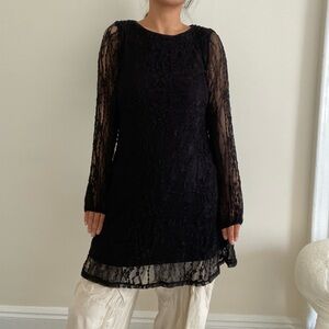 Minimal black lace dress